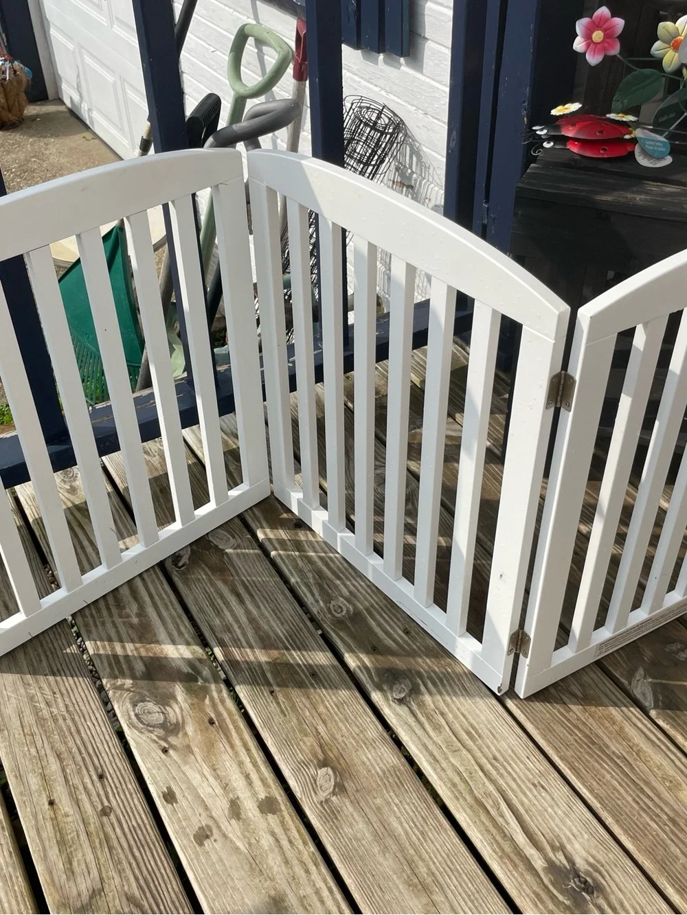 Pawland Freestanding Foldable Wooden Dog Gate, White, 3 Panel